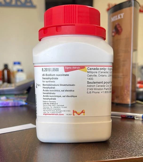 فروش ویژه diSodium succinate hexahydrate کد محصول:820151 واحد :۵۰۰ گرمی