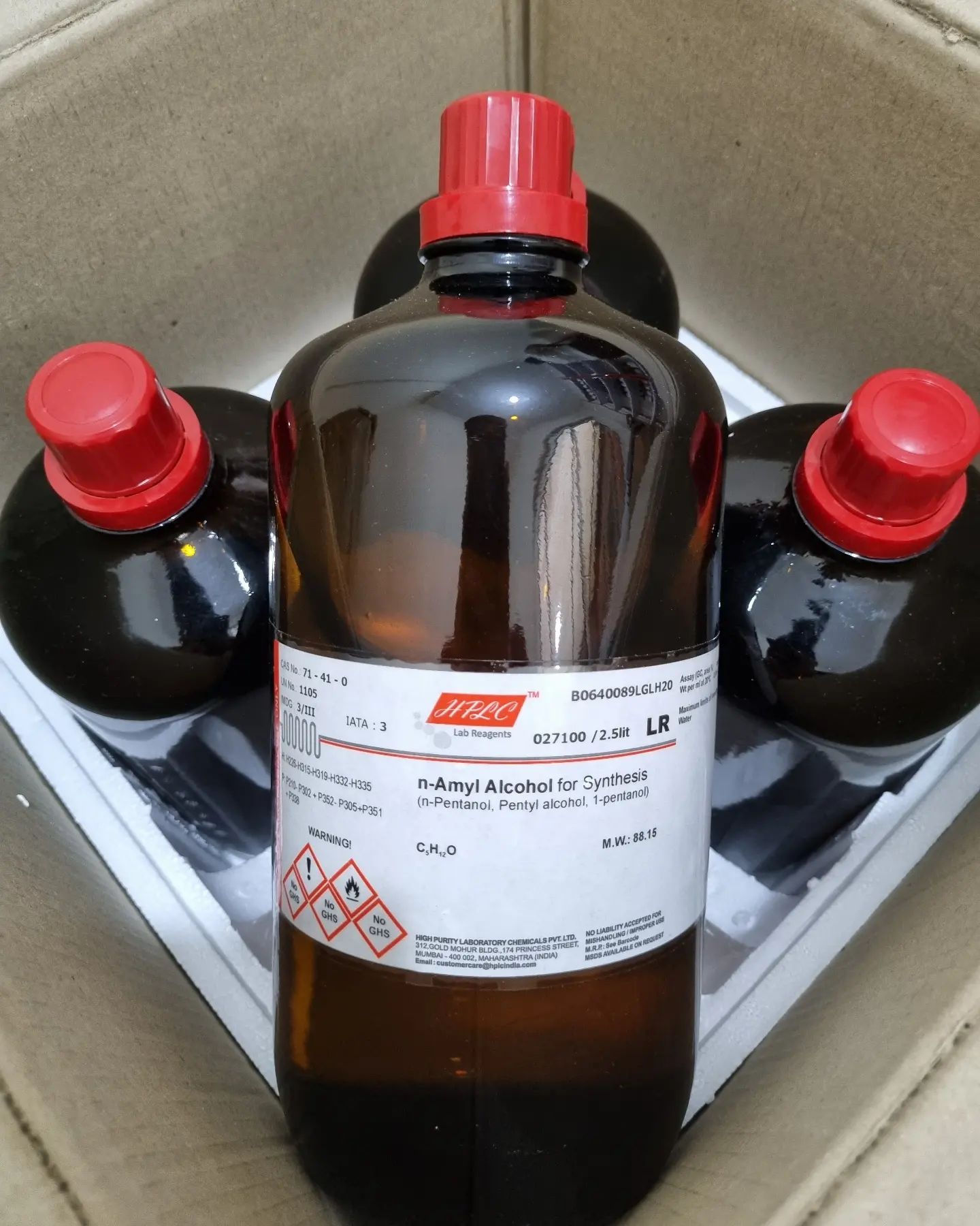فروش ویژه nآمیل الکل واحد دونیم لیتری برند:hplc گرید:lr