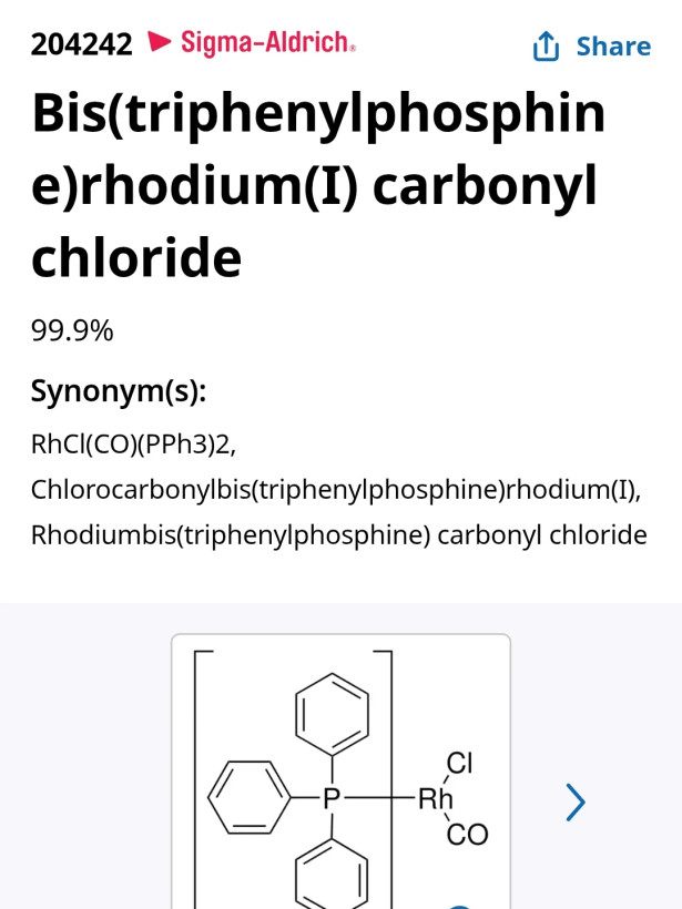 Bis(triphenylphosphine)rhodium(I) carbonyl chloride